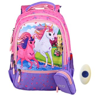 Ghiozdan fete clasa 0-2, Unicorni, Daco GH3019 + radiera cu grip FLR