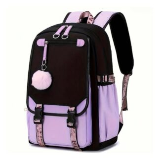 Ghiozdan smart, NEVERMORE, cu port USB, 46x29x16 cm, Mov