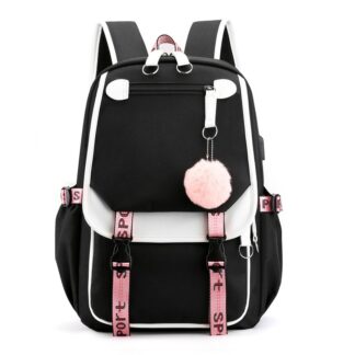 Ghiozdan smart, NEVERMORE, cu port USB, 46x29x16 cm, Negru