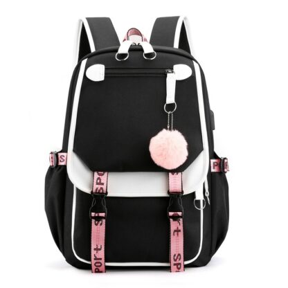 Ghiozdan smart, NEVERMORE, cu port USB, 46x29x16 cm, Negru