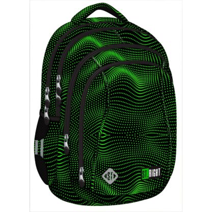 Ghiozdan St.Right, 4 Compartimente, Ergonomic, Impermeabil, Green Halftone BP04 43x32x20cm