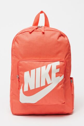Nike, Rucsac cu buzunar frontal cu fermoar, Alb, Rosu capsuna
