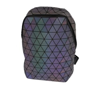 Rucsac dama, multicolor, cu efect reflectorizant, model geometric, dimensiune 45x38x12cm